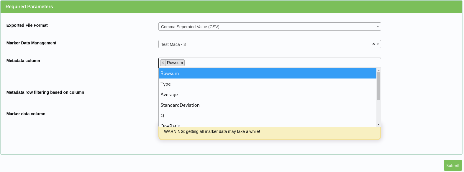 KDCompute - Select Metadata Column